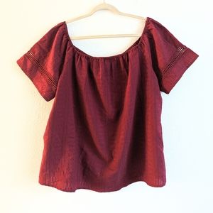 NWT Lane Bryant Maroon Red Off the Shoulder Blouse Size 18/20